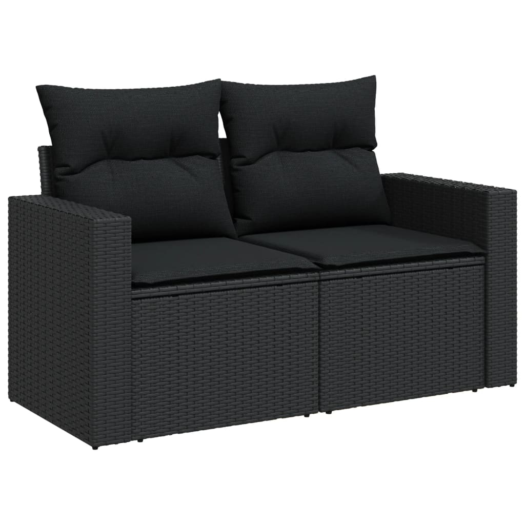 Set Divani da Giardino con Cuscini 8 pz Nero in Polyrattan 3218825