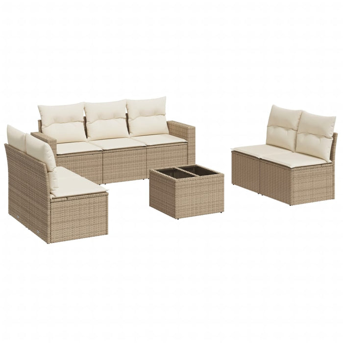 Set Divano da Giardino 8 pz con Cuscini Beige in Polyrattancod mxl 87542