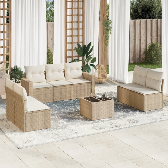 Set Divano da Giardino 8 pz con Cuscini Beige in Polyrattancod mxl 87542