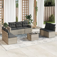 Set Divano da Giardino 8pz con Cuscini Grigio Chiaro Polyrattan 3218832