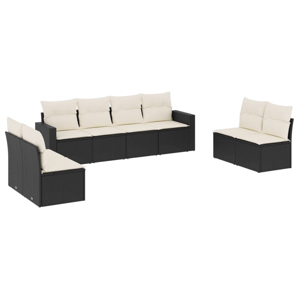 Set Divani da Giardino con Cuscini 8 pz Nero in Polyrattan 3218836