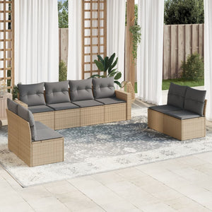 Set Divano da Giardino 8 pz con Cuscini Beige in Polyrattan 3218839