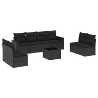 Set Divani da Giardino 9 pz con Cuscini Nero in Polyrattan 3218845