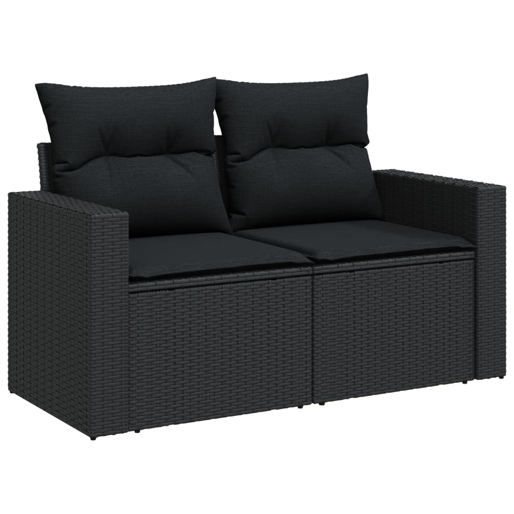 Set Divani da Giardino 9 pz con Cuscini Nero in Polyrattan 3218845