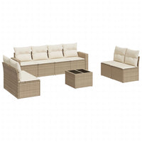 Set Divano da Giardino 9 pz con Cuscini Beige in Polyrattan 3218848