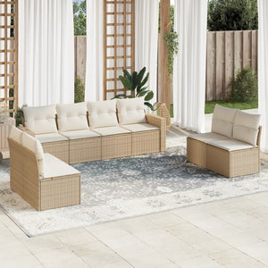 Set Divano da Giardino 9 pz con Cuscini Beige in Polyrattancod mxl 111543