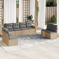 Set Divano da Giardino 9 pz con Cuscini Beige in Polyrattan 3218849