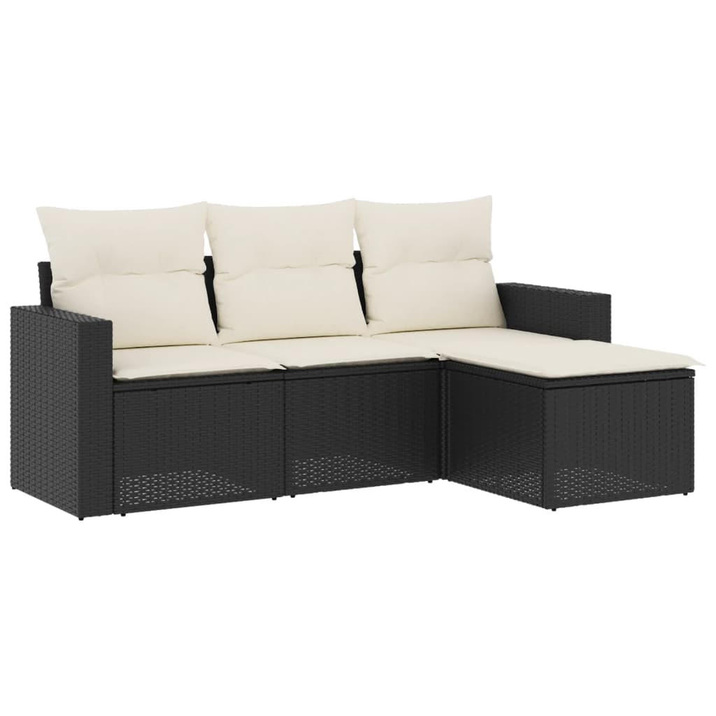 Set Divani da Giardino 4 pz con Cuscini Nero in Polyrattancod mxl 88685