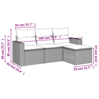 Set Divani da Giardino 4 pz con Cuscini Nero in Polyrattancod mxl 88685