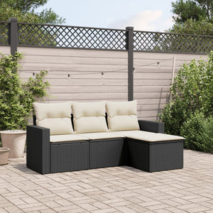 Set Divani da Giardino 4 pz con Cuscini Nero in Polyrattancod mxl 88685