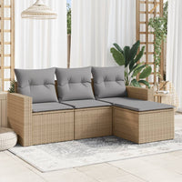 Set Divano da Giardino 4 pz con Cuscini Beige in Polyrattan 3218859