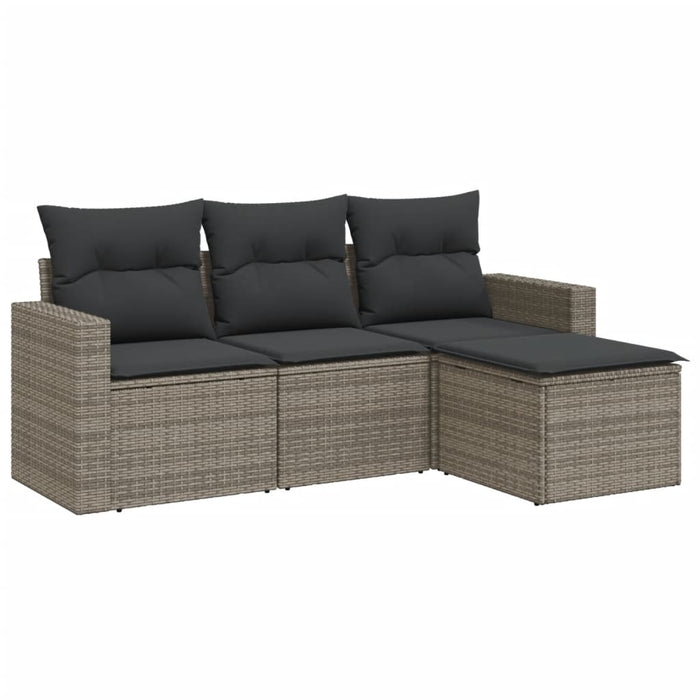 Set Divani da Giardino 4 pz con Cuscini in Polyrattan Grigiocod mxl 110961