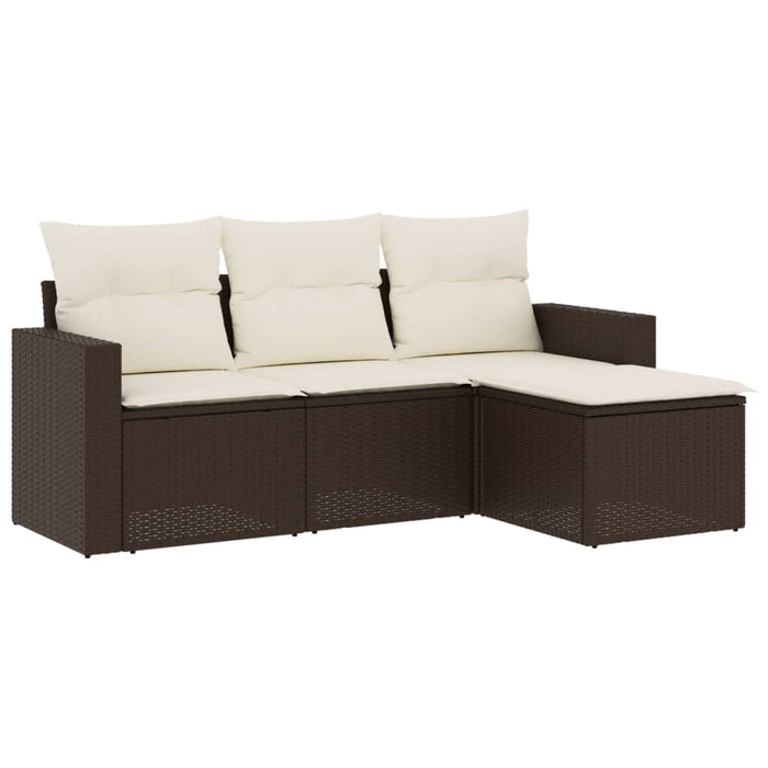 Set Divano da Giardino 4 pz con Cuscini Marrone in Polyrattancod mxl 90358