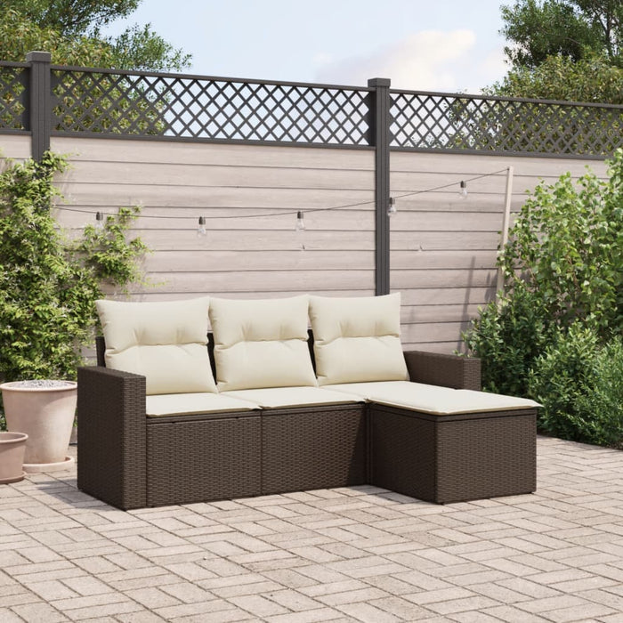 Set Divano da Giardino 4 pz con Cuscini Marrone in Polyrattancod mxl 90358