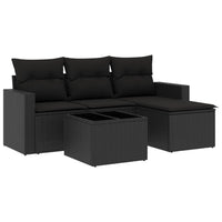 Set Divani da Giardino 5 pz con Cuscini in Polyrattan Nero 3218865