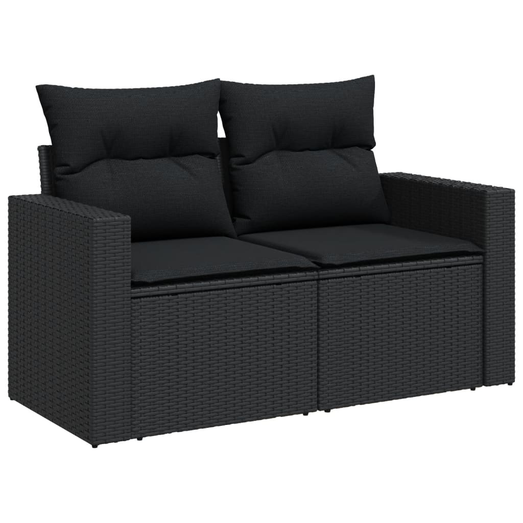 Set Divani da Giardino 5 pz con Cuscini in Polyrattan Nero 3218865