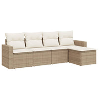 Set Divano da Giardino 5 pz con Cuscini Beige in Polyrattan 3218878