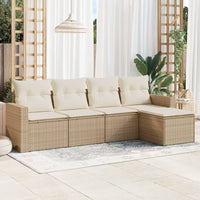 Set Divano da Giardino 5 pz con Cuscini Beige in Polyrattan 3218878