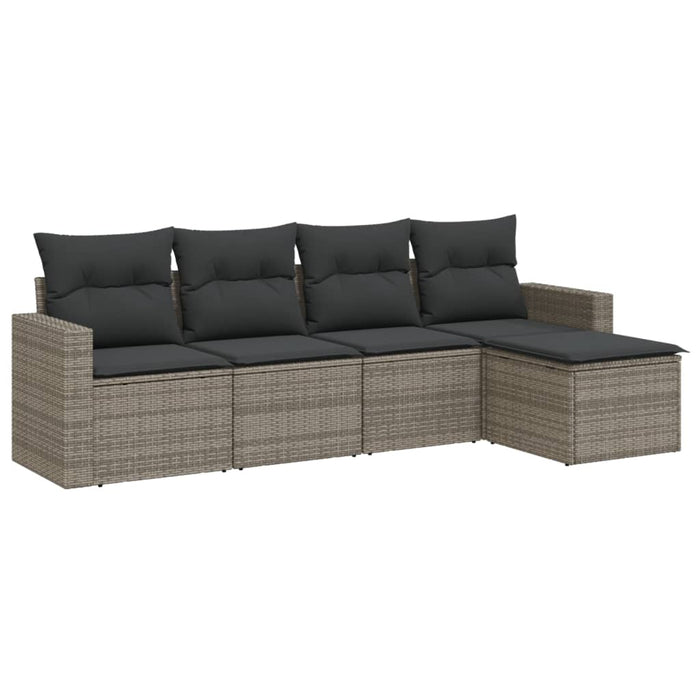 Set Divano da Giardino 5 pz con Cuscini Grigio in Polyrattan 3218880