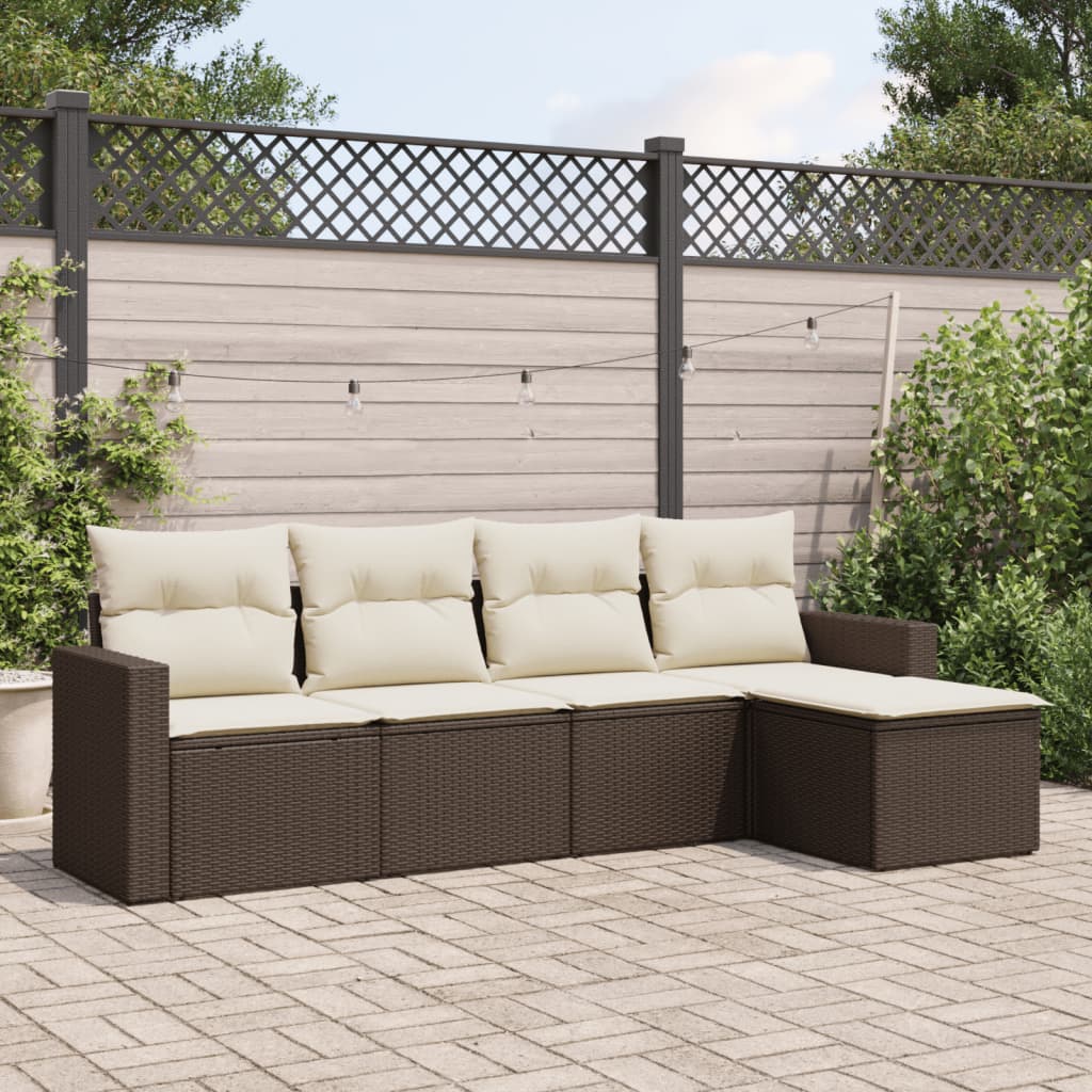 Set Divano da Giardino 5 pz con Cuscini Marrone in Polyrattancod mxl 112692