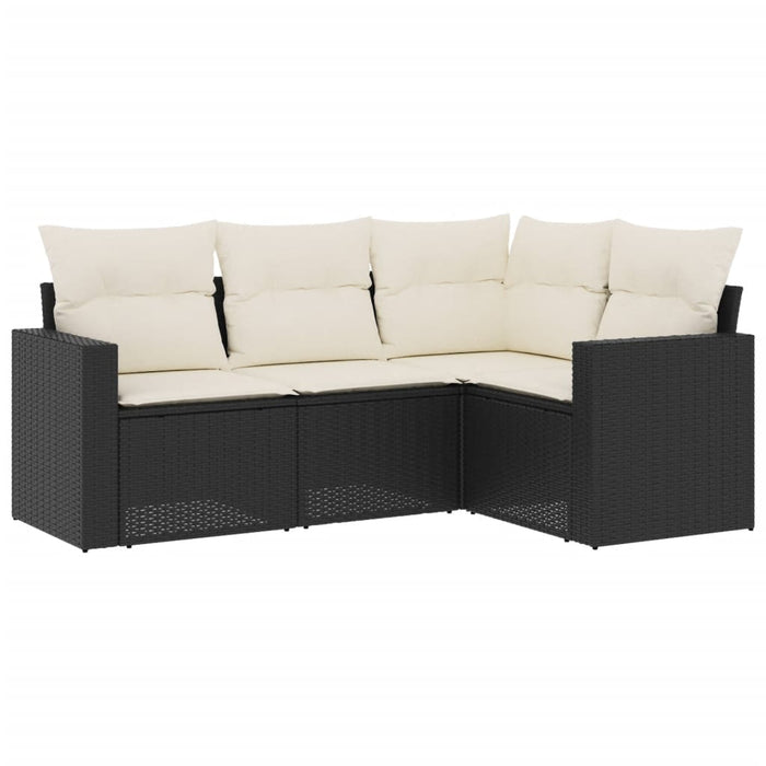 Set Divani da Giardino 4 pz con Cuscini Nero in Polyrattan 3218896