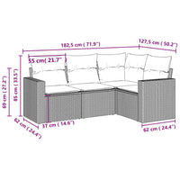 Set Divano da Giardino 4pz con Cuscini Grigio Chiaro Polyrattan 3218902