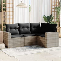 Set Divano da Giardino 4pz con Cuscini Grigio Chiaro Polyrattan 3218902