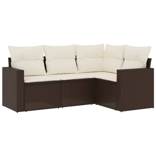 Set Divano da Giardino 4 pz con Cuscini Marrone in Polyrattan 3218903