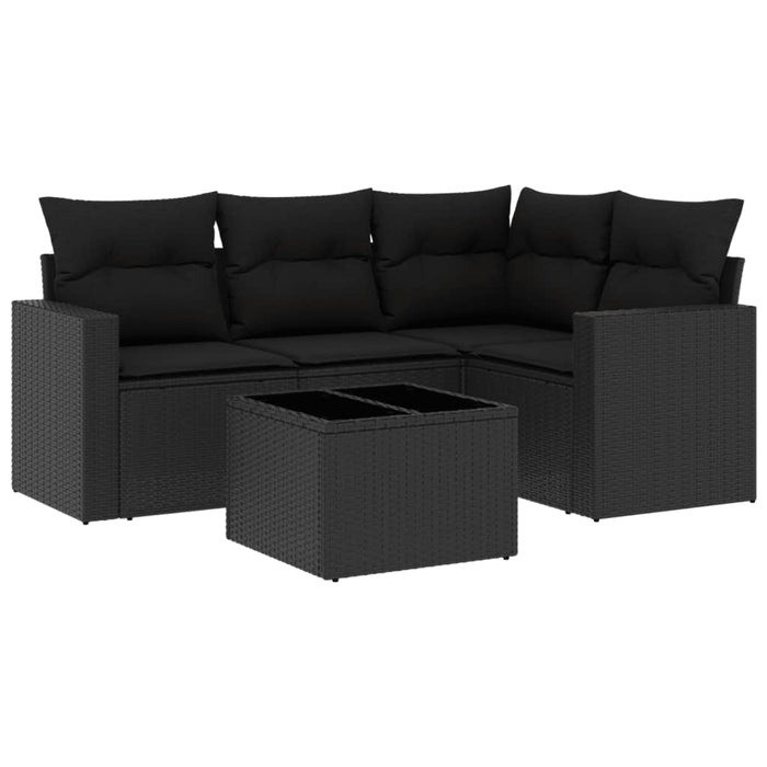 Set Divani da Giardino 5 pz con Cuscini in Polyrattan Nero 3218905