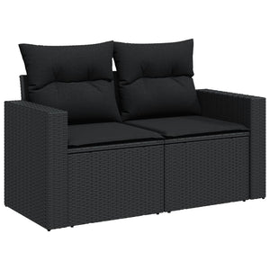 Set Divani da Giardino 5 pz con Cuscini in Polyrattan Nero 3218905