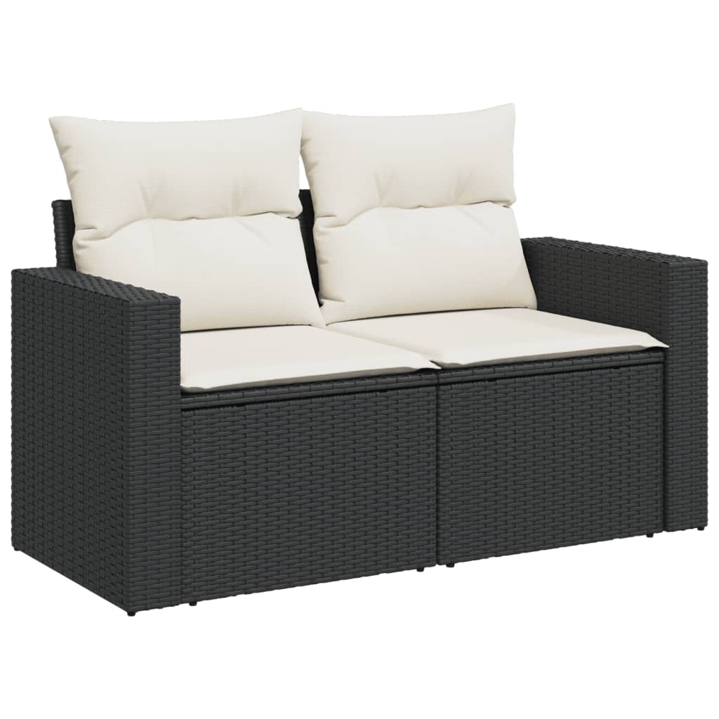 Set Divani da Giardino 5 pz con Cuscini in Polyrattan Nero 3218906