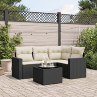 Set Divani da Giardino 5 pz con Cuscini in Polyrattan Nero 3218906