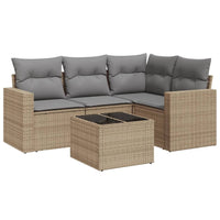 Set Divano da Giardino 5 pz con Cuscini Beige in Polyrattan 3218909