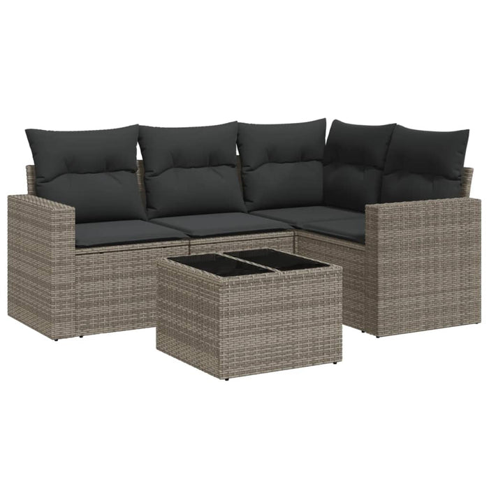 Set Divano da Giardino 5 pz con Cuscini Grigio in Polyrattancod mxl 110963