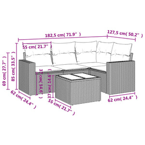 Set Divano da Giardino 5 pz con Cuscini Grigio in Polyrattancod mxl 110963