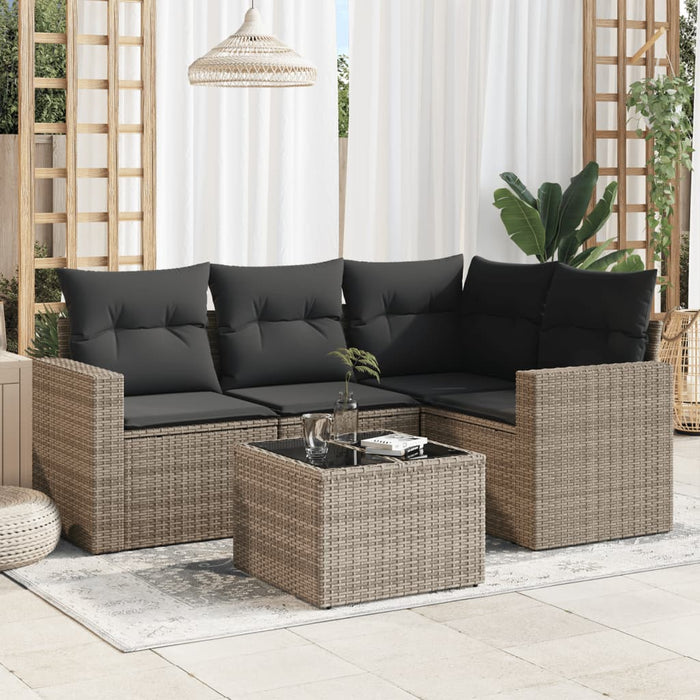 Set Divano da Giardino 5 pz con Cuscini Grigio in Polyrattancod mxl 110963