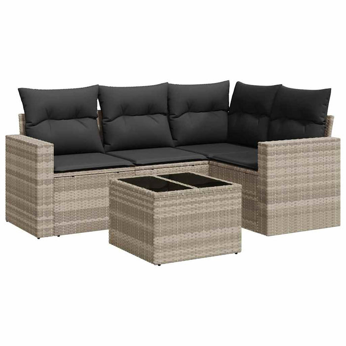 Set Divano da Giardino 5pz con Cuscini Grigio Chiaro Polyrattan 3218912