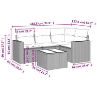 Set Divano da Giardino 5pz con Cuscini Grigio Chiaro Polyrattan 3218912