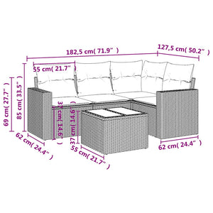 Set Divano da Giardino 5pz con Cuscini Grigio Chiaro Polyrattan 3218912