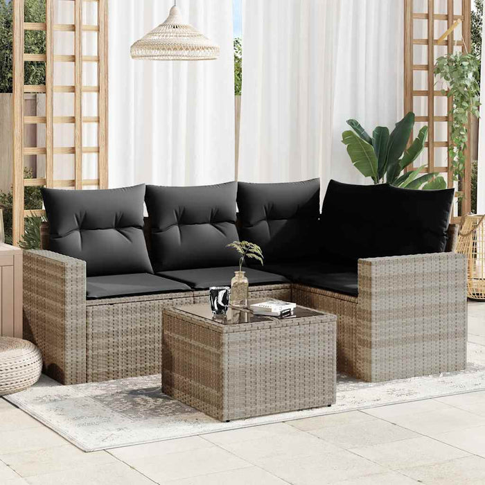 Set Divano da Giardino 5pz con Cuscini Grigio Chiaro Polyrattan 3218912