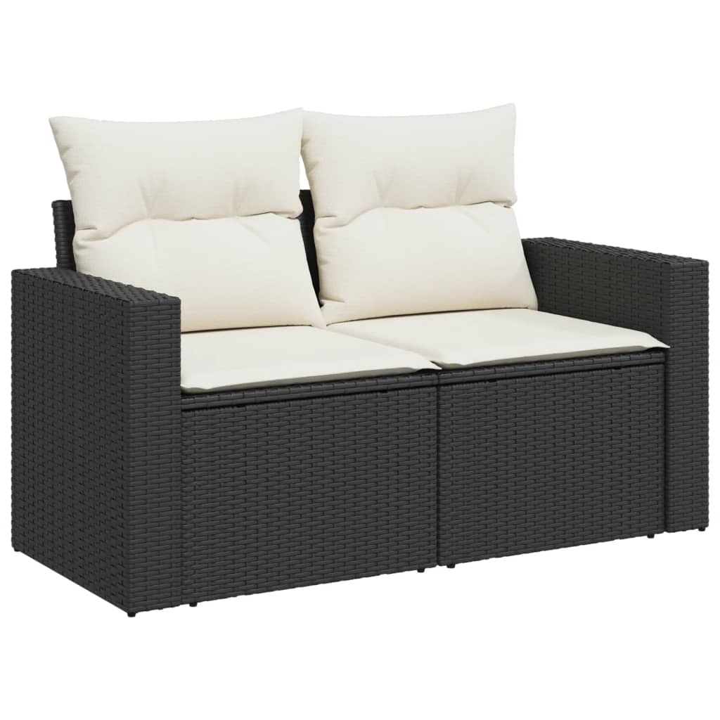 Set Divani da Giardino 5 pz con Cuscini in Polyrattan Nero 3218916