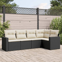 Set Divani da Giardino 5 pz con Cuscini in Polyrattan Nero 3218916