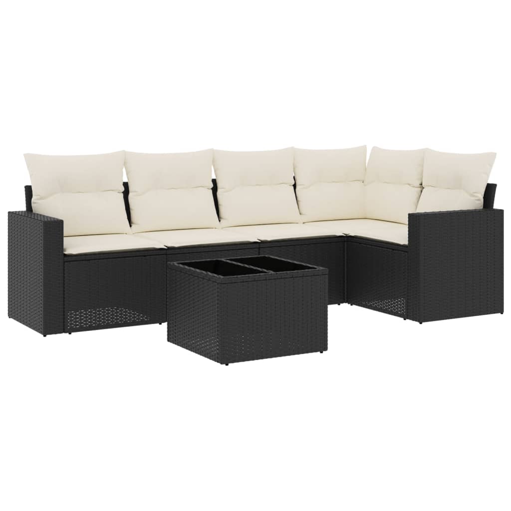 Set Divano da Giardino 6 pz con Cuscini Nero in Polyrattancod mxl 90102