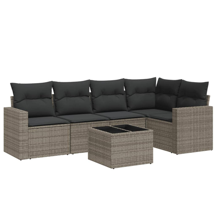 Set Divano da Giardino 6 pz con Cuscini Grigio in Polyrattan 3218930