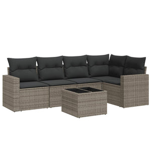 Set Divano da Giardino 6 pz con Cuscini Grigio in Polyrattancod mxl 86969