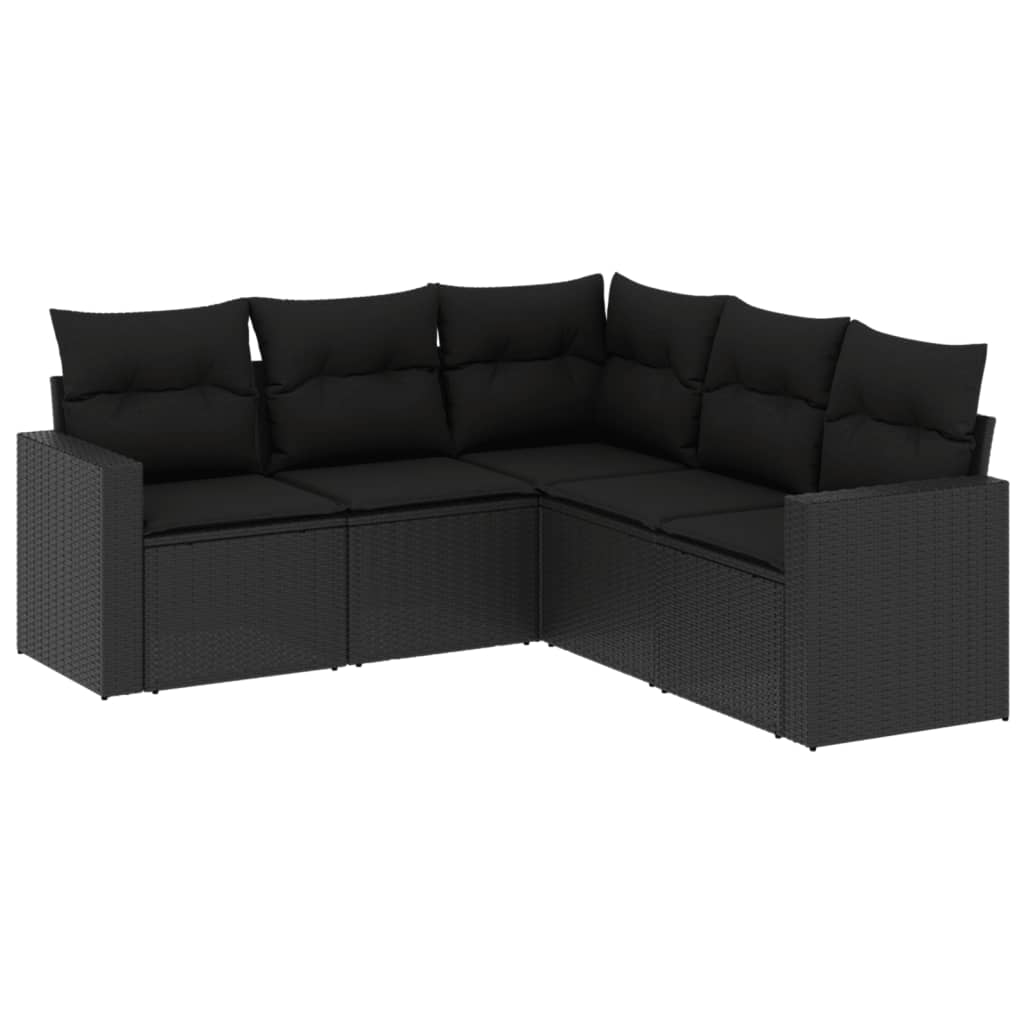 Set Divani da Giardino 5 pz con Cuscini in Polyrattan Nero 3218935