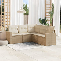 Set Divano da Giardino 5 pz con Cuscini Beige in Polyrattan 3218938