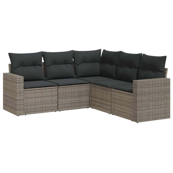 Set Divano da Giardino 5 pz con Cuscini Grigio in Polyrattan 3218940