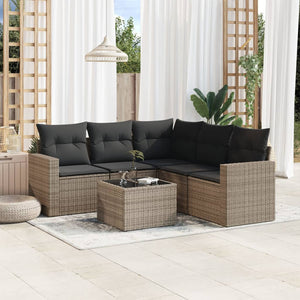 Set Divano da Giardino 6 pz con Cuscini Grigio in Polyrattancod mxl 110964