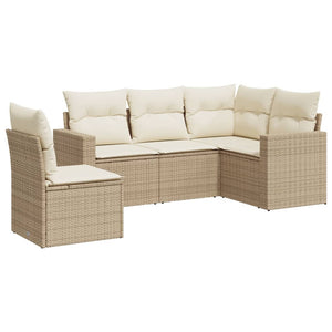 Set Divano da Giardino 5 pz con Cuscini Beige in Polyrattan 3218958